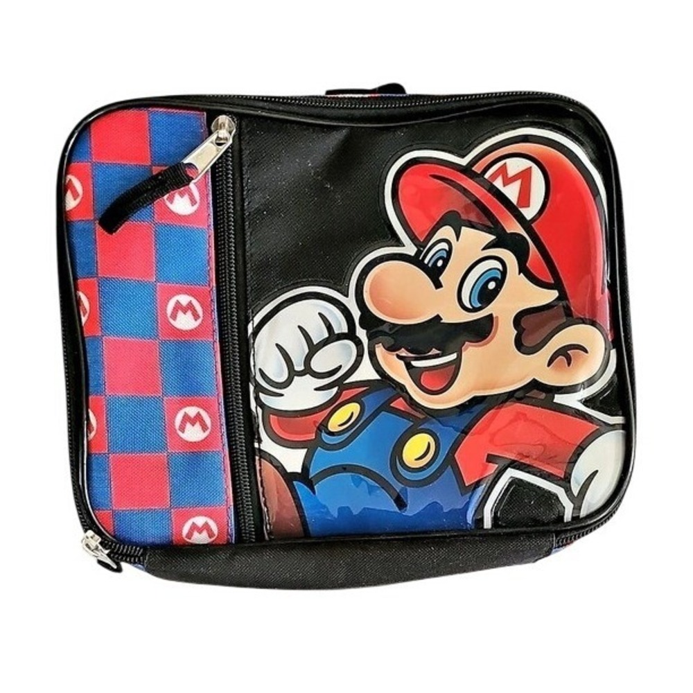 Nintendo Super Mario Insulated Lunch Bag Gamer Graphic Red Blue New With Tags